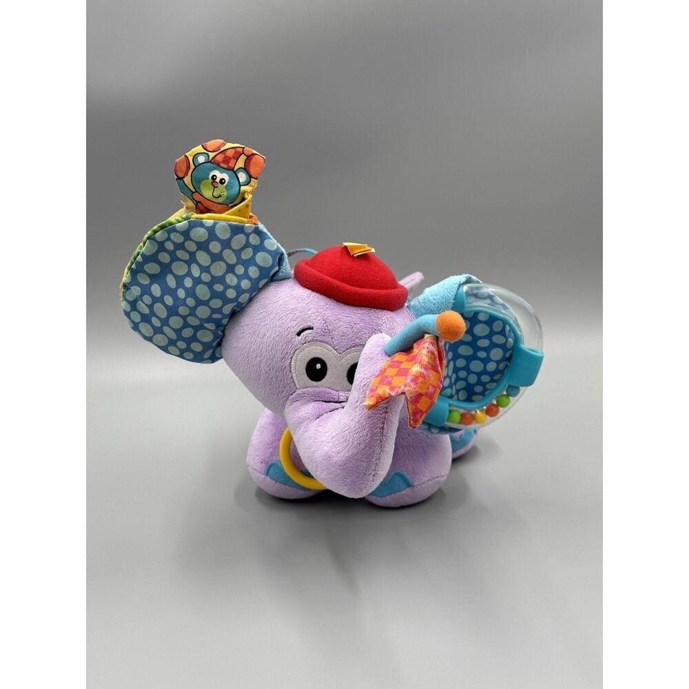 Infantino Purple Elephant Plush Activity Toy 10" Stuffed Animal